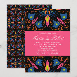 Convite Tema Casamento Índia Elefante Floral Preto