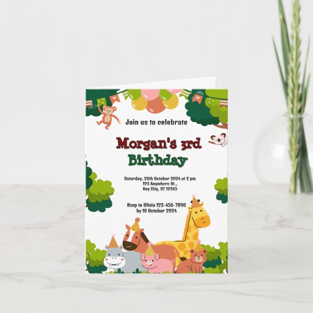 Convite tema da vida selvagem (Frente)