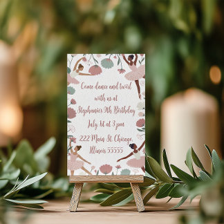 Convite Tema de Aniversário da Moderna Ballerina