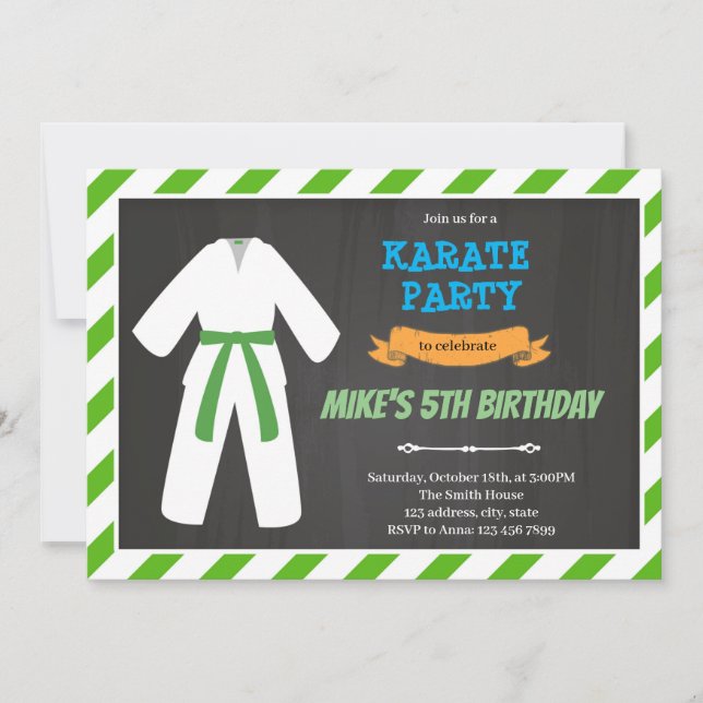 Convite tema de aniversário de Taekwondo (Frente)