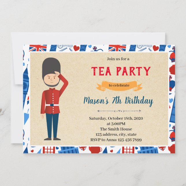 Convite tema de aniversário do pequeno soldado de  (Frente)