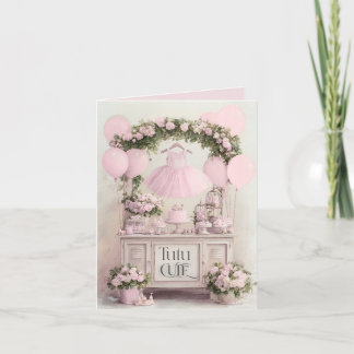 Convite Tema de Bailarina Rosa de Balé Tutu Fofo para Meni