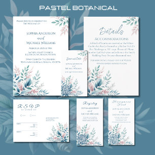 Convite Tema de Casamento Botânico Pastel