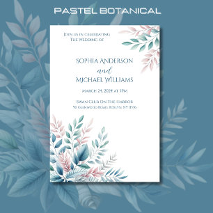 Convite Tema de Casamento Botânico Pastel
