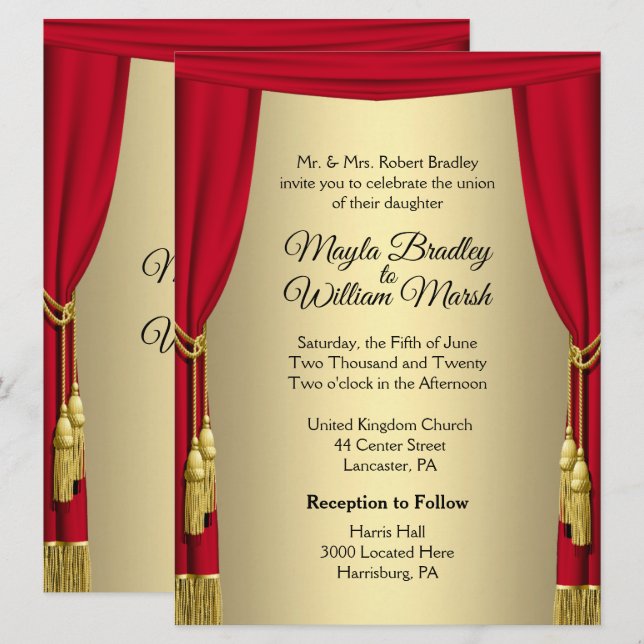 Convite Tema De Casamento De Teatro (Frente/Verso)