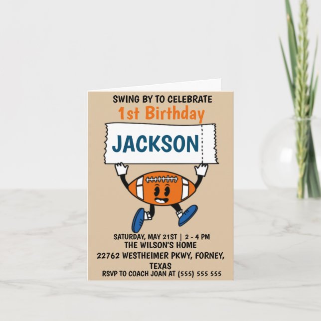 Convite Tema de esportes do primeiro aniversario de beiseb (Frente)