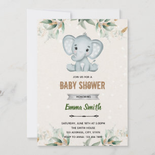 convite tema elefante folha verde