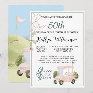 Convite tema Golfista Senhora Aniversário de 50 an