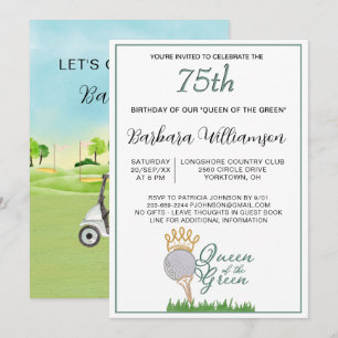 Convite Tema Golfista Senhora Festa de Aniversário
