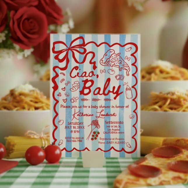 Convite Tema Italiano Baby Blue Coquette Ciao (Criador carregado)