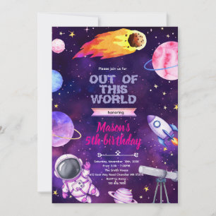 convite tema menina do espaço sideral