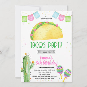 convite tema menina tacos festa