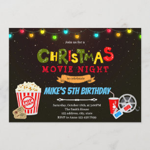 Convite tema noite de filme de Natal