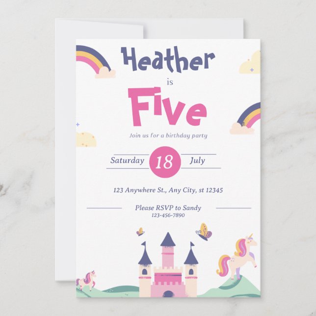 Convite - Tema Princesa - Personalize Nome Idade (Frente)