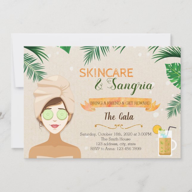 convite tema skincare e sangria (Frente)