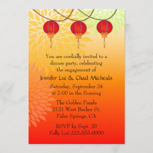 Convite temático asiático da festa de noivado