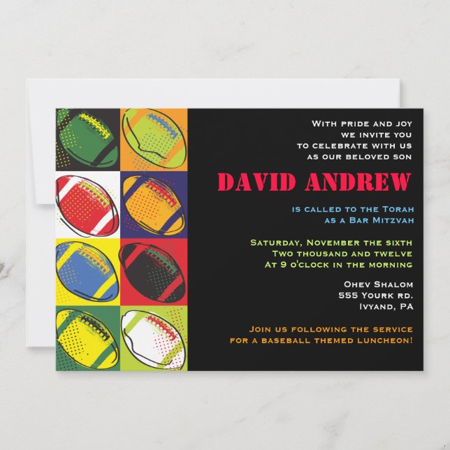 Convite temático de Mitzvah do bastão do bar do (Frente)