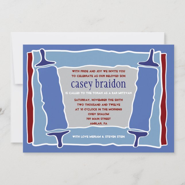Convite temático LEGAL de Mitzvah do bastão do bar (Frente)