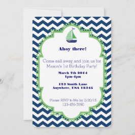 Convite temático náutico do primeiro aniversario