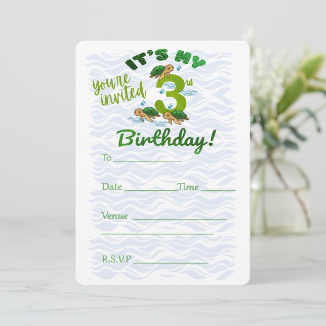 Convite Terceiro Aniversário (Em pé/Frente)