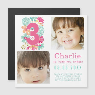 Convite Terceiro Terceiro Aniversário de 3 anos FOTO da Fe