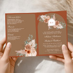 Convite Terracotta Floral Pampas Beige Tan QR Code Wedding<br><div class="desc">Amaze your guests with this elegant all in one wedding invite featuring beautiful rustic flowers and pampas with QR Code for online RSVP.</div>
