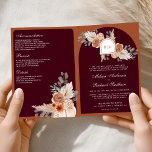 Convite Terracotta Floral Pampas Burgundy QR Code Wedding<br><div class="desc">Amaze your guests with this elegant all in one wedding invite featuring beautiful rustic flowers and pampas with QR Code for online RSVP.</div>