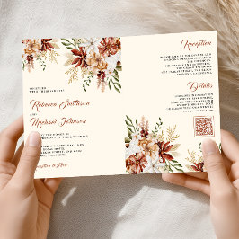 Convite Terracotta Floral Wildflower Cream Wedding