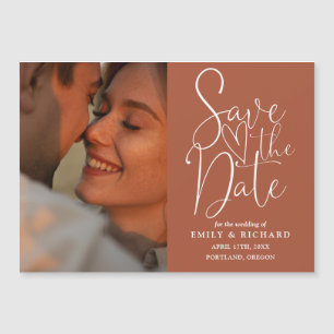Convite Terracotta Foto Elegante Casamento Save The Date