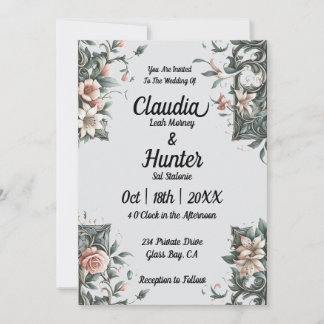 Convite Terreno para Casamento com Vinha Floral
