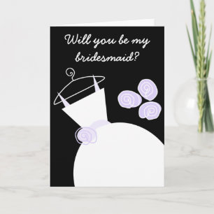 Convite Texto frontal do 'Bridesmaid' Roxo de Casamento pr