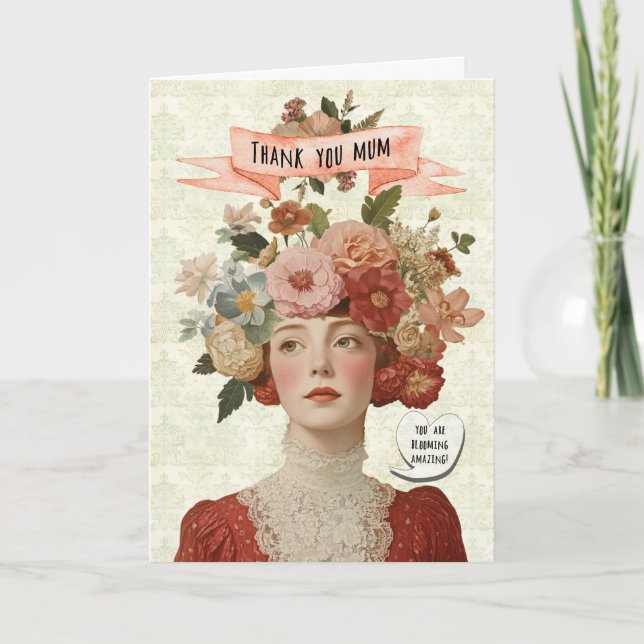 Convite Thank you Mum floral mother's day card (Frente)