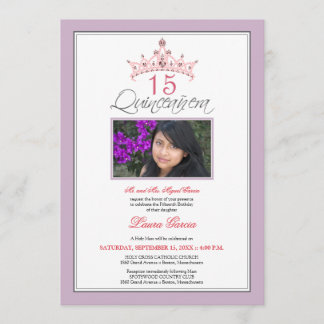 Convite Tiara Quinceanera (roxo)