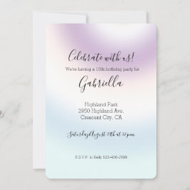 Convite Tie dye Azul Branco Roxo