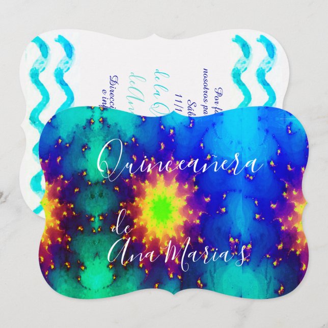 Convite Tie-dye Supernova Explosão Solar Nome da G (Frente/Verso)