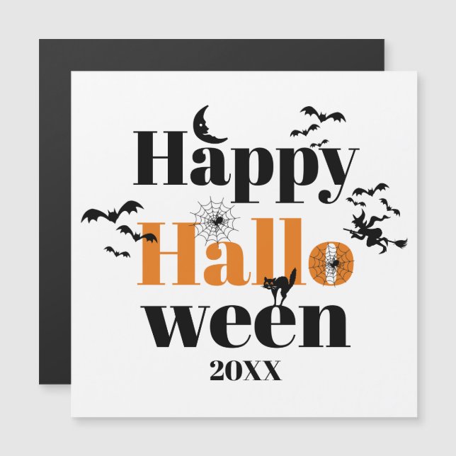 Convite Típica feliz do Halloween com elementos vintage (Frente/Verso)