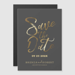 Convite Tipografia de ouro moderno em cinzas escuras Salve