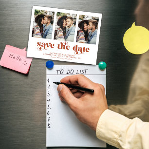 Convite Tipografia moderna 3 Foto para salvar a data