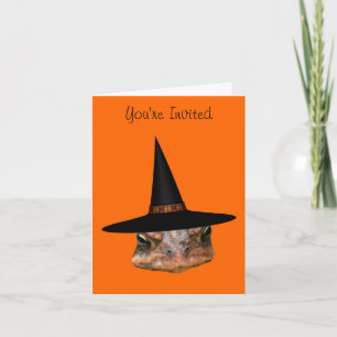 Convite Toad Face Witch Hat Halloween Party Invitation