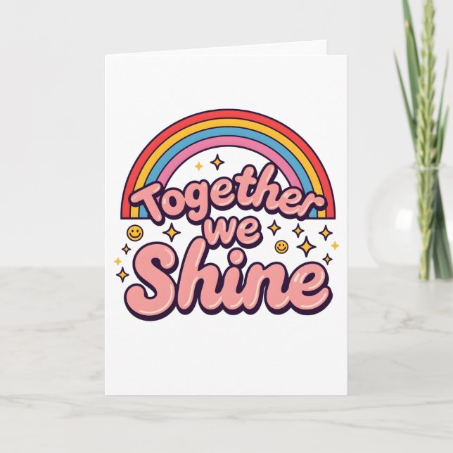 Convite Together We Shine – Rainbow Retro Pride Quote (Frente)