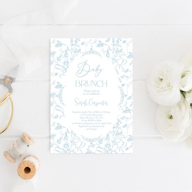 Convite Toile De Jouy Chá de fraldas Brunch (Criador carregado)