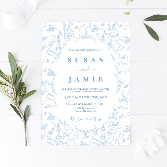 Convite Toile de Jouy Wedding (Criador carregado)