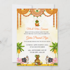 Convite Tradicional Indiano para Puja de Griha Pra