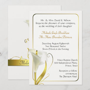 Convite Tradicional Para Casamento De Ivory Calla 