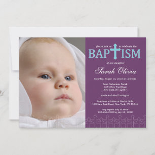 Convite transversal elegante do baptismo da foto