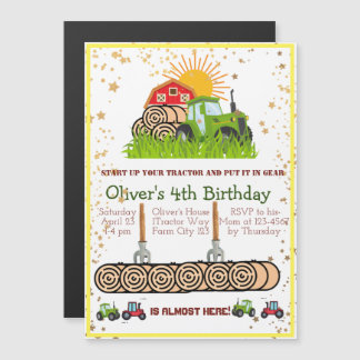 Convite Trator verde | Meninos com Festa de aniversário