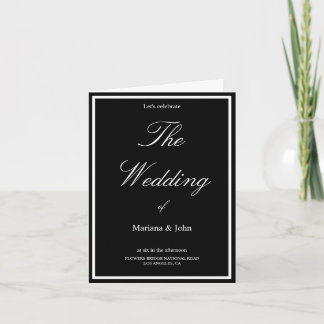 Convite Trendy White e Black Formal Simple Casamento Chic