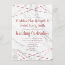 Convite Triangular de Casamento Rosa de Mármore Br