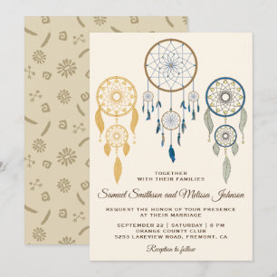 Convite Tribal de Casamento Boêmian Dream Catcher