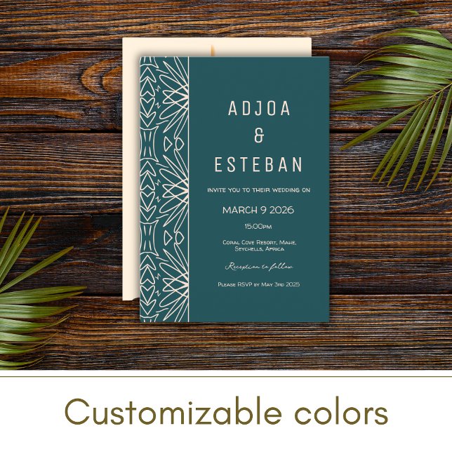 Convite Tribal Tribal para Casamento Teal (Criador carregado)